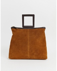 ASOS DESIGN Suede Tote Bag With Square Handle Detail