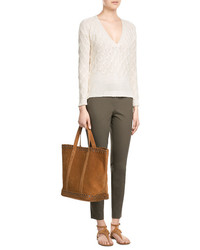 Vanessa Bruno Suede Tote With Stud And Eyelet Trim