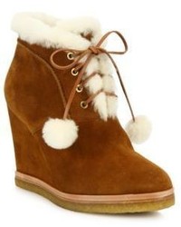Michael Kors Michl Kors Collection Chadwick Suede Shearling Wedge Booties