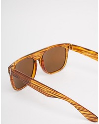 Asos Brand Flatbrow Sunglasses In Stripey Tort