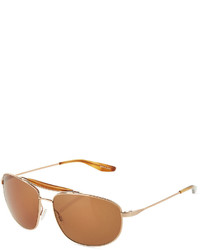 Barton Perreira Libertine Rectangle Metal Aviator Sunglasses Rose Golden