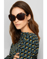 Linda Farrow Oversized Square Frame Acetate And Gold Sunglasses Brown