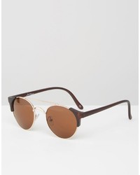 Jeepers Peepers Round Sunglasses In Matt Brown