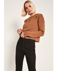 Missguided Brown Distressed Cropped Sweater
