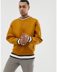 ASOS DESIGN Oversized Sweatshirt In Scuba With Tipping In Brown