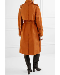Proenza Schouler Double Breasted Cotton Twill Trench Coat Brown