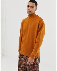 ASOS DESIGN Oversized Sweatshirt With Turtle Neck In Rust