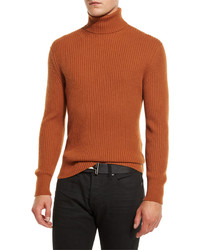 Tom Ford Ribbed Turtleneck Sweater Brown