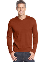 John Ashford Solid Long Sleeve V Neck Sweater