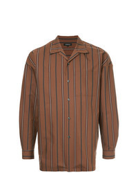 Tobacco Vertical Striped Long Sleeve Shirt