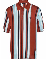 Prada Striped Silk Polo Shirt