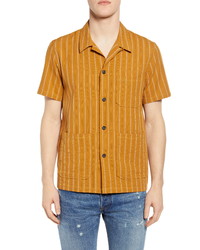 Billy Reid Regular Fit Stripe Short Sleeve Button Up Camp Shirt