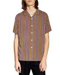 Topman Stripe Revere Collar Camp Shirt