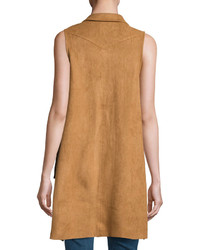 Moon River Sleeveless Faux Suede Long Vest