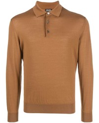 Zegna Long Sleeve Wool Polo Shirt