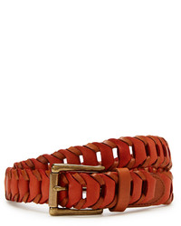 Tobacco Woven Leather Belt