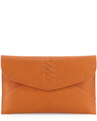 Tobacco Woven Leather Clutch