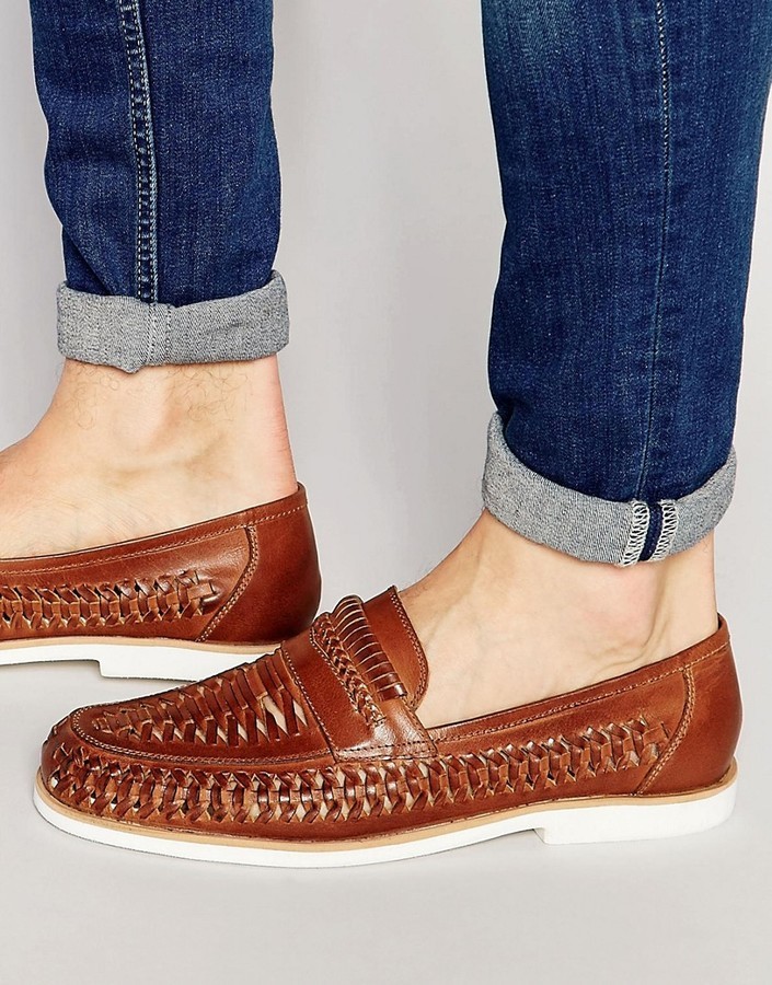 Accepteret acceptabel Ernest Shackleton Dune Woven Loafers In Brown Leather, $49 | Asos | Lookastic
