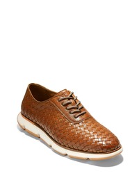Tobacco Woven Leather Oxford Shoes