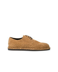 Tobacco Woven Suede Derby Shoes