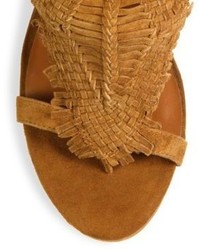 Joie Ady Woven Suede Ankle Wrap Sandals