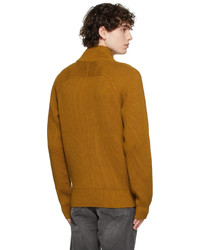 Hugo Tan Rib Knit Zip Up Sweater