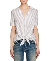Vertical Striped Short Sleeve Button Down Shirt