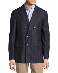 Vertical Striped Wool Double Breasted Blazer