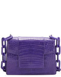 Nancy Gonzalez Crocodile Small Chain Strap Shoulder Bag Purple Matte