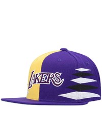Mitchell & Ness Goldpurple Los Angeles Lakers Hardwood Classics Diamond Cut Snapback Hat