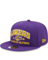 New Era Purple Los Angeles Lakers Stacked 9fifty Snapback Hat