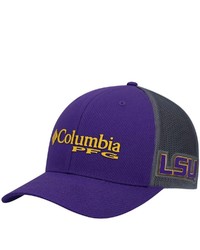 Columbia Purple Lsu Tigers Pfg Snapback Adjustable Hat