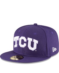 New Era Purple Tcu Horned Frogs Logo Basic 59fifty Fitted Hat