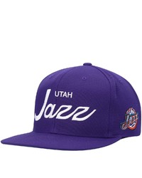 Mitchell & Ness Purple Utah Jazz Hardwood Classics Vintage Script Snapback Hat At Nordstrom