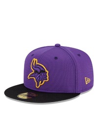 New Era Purpleblack Minnesota Vikings 2021 Nfl Sideline Road 59fifty Fitted Hat