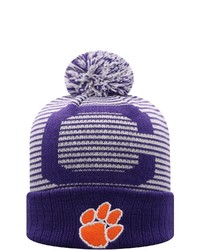 Top of the World Purple Clemson Tigers Line Up Cuffed Knit Hat With Pom At Nordstrom