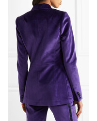 Pallas Satin Trimmed Cotton Velvet Blazer Purple