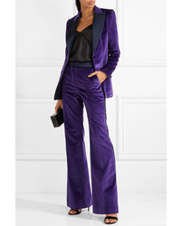 Pallas Satin Trimmed Cotton Velvet Blazer Purple