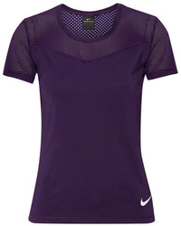 Nike Hypercool Dri Fit Stretch Jersey And Mesh Top Purple