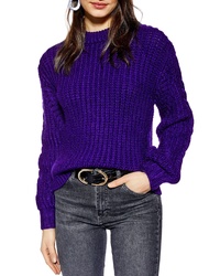 Topshop Bishop Sleeve Cable Knit Sweater