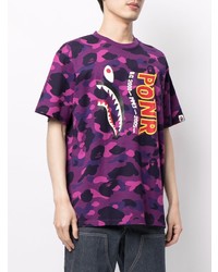 A Bathing Ape Color Camo Shark Cotton T Shirt