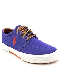Polo Ralph Lauren Faxon Low Blue Canvas Sneakers Shoes Uk 7