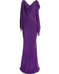 Gareth Pugh Draped Silk Blend Chiffon Gown Purple