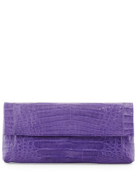 Nancy Gonzalez Gotham Crocodile Flap Clutch Bag Purple