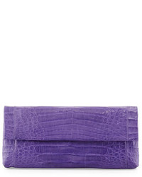 Nancy Gonzalez Gotham Crocodile Flap Clutch Bag Purple