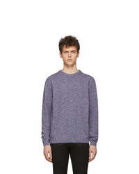 Paul Smith Blue And Burgundy Cotton Linen Marled Sweater