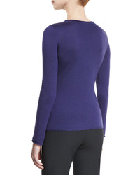 Armani Collezioni Long Sleeve Diagonal Popcorn Knit Sweater Imperial Purple