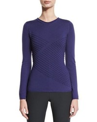 Armani Collezioni Long Sleeve Diagonal Popcorn Knit Sweater Imperial Purple