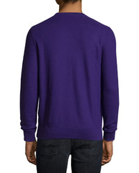 Michael Kors Michl Kors Pique Stitched Crewneck Sweater Purple