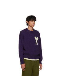 AMI Alexandre Mattiussi Purple And Black Oversized Ami De Coeur Sweater